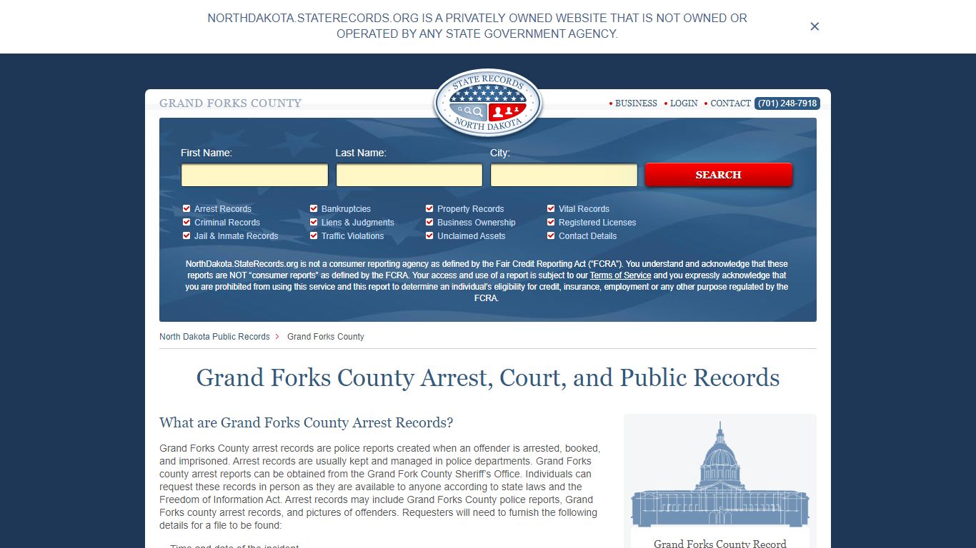 Grand Forks County Arrest, Court, and Public Records